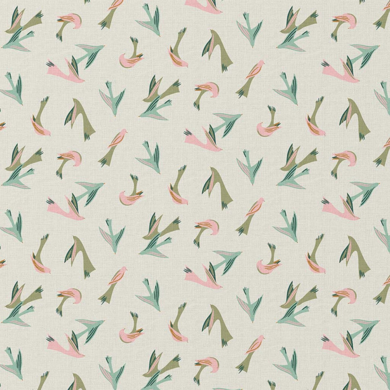 Printed Cotton VOLTIGE Ecru / Green
